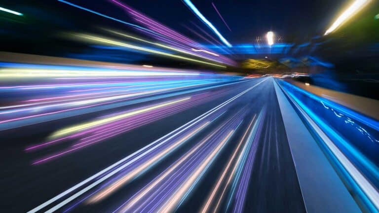 Streaking purple and blue lights